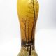 Art Nouveau vase DLG Legras, winter landscape painted with enamels, circa 1900.
