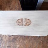 chest of drawers old wood (fir and plywood) 30s, three drawers, round buttons white metal pl