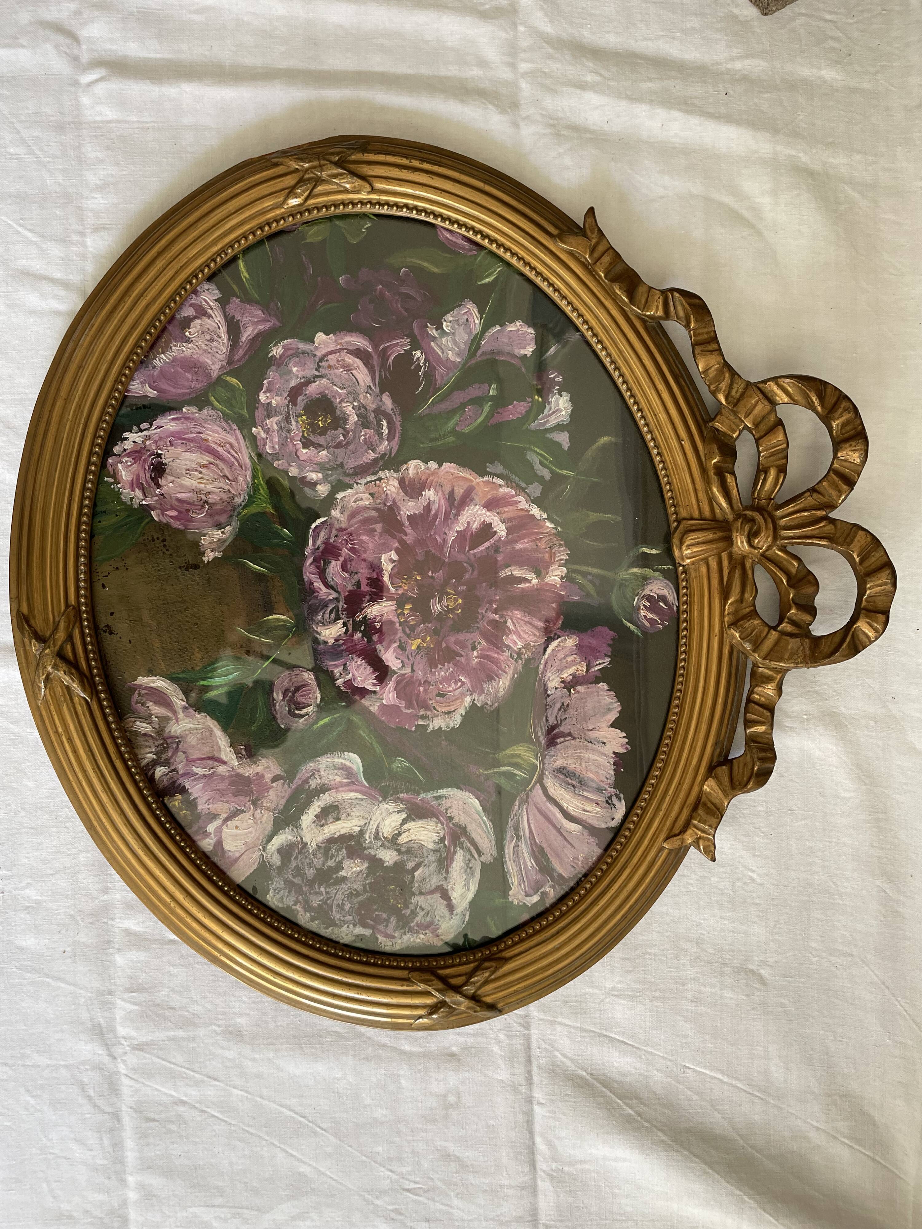 Oval flowery painting