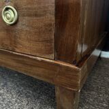 Empire style chest of drawers with 3 drawers and marble top - solid mahogany