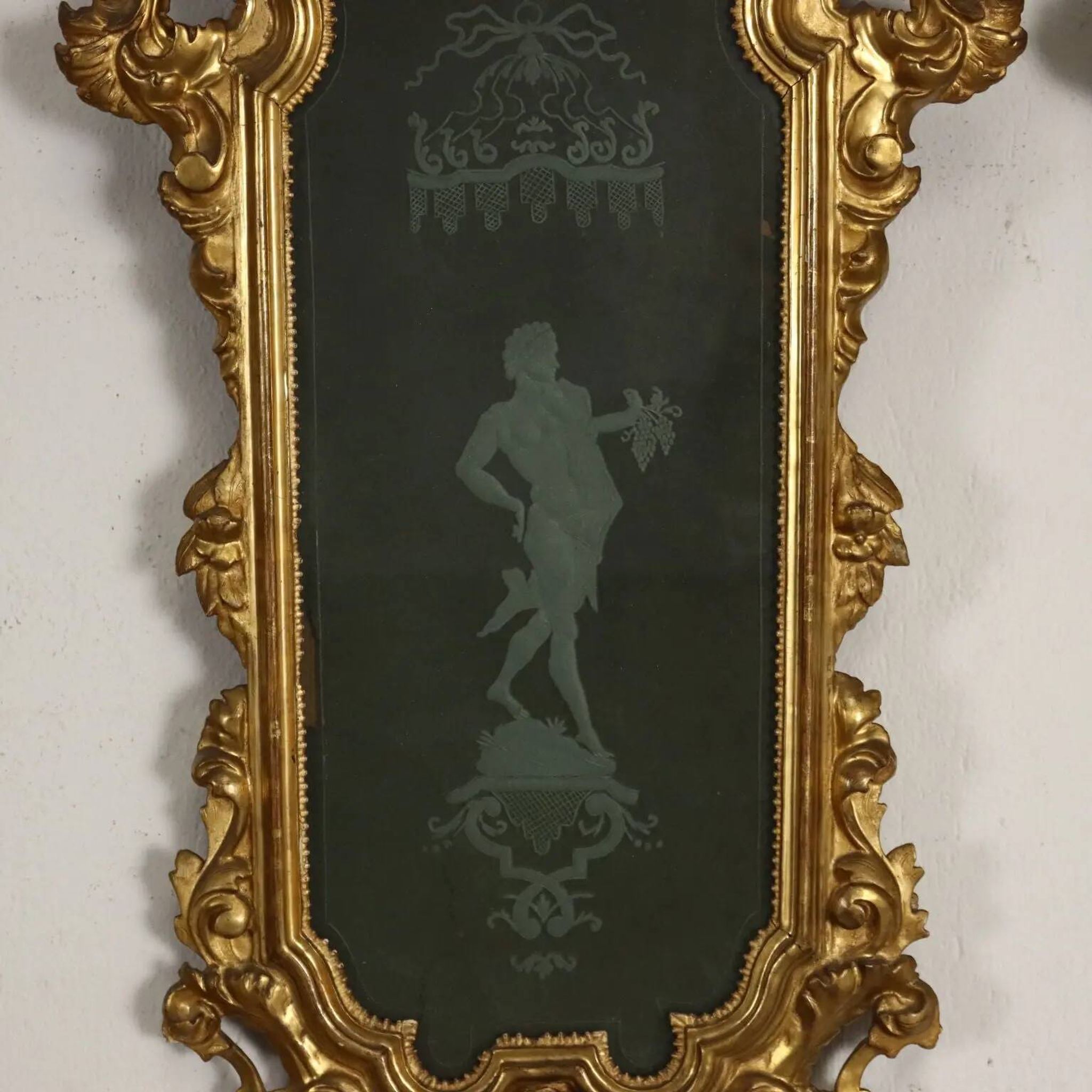 Antique baroque mirrors from the mid-18th century, mercury mirror.