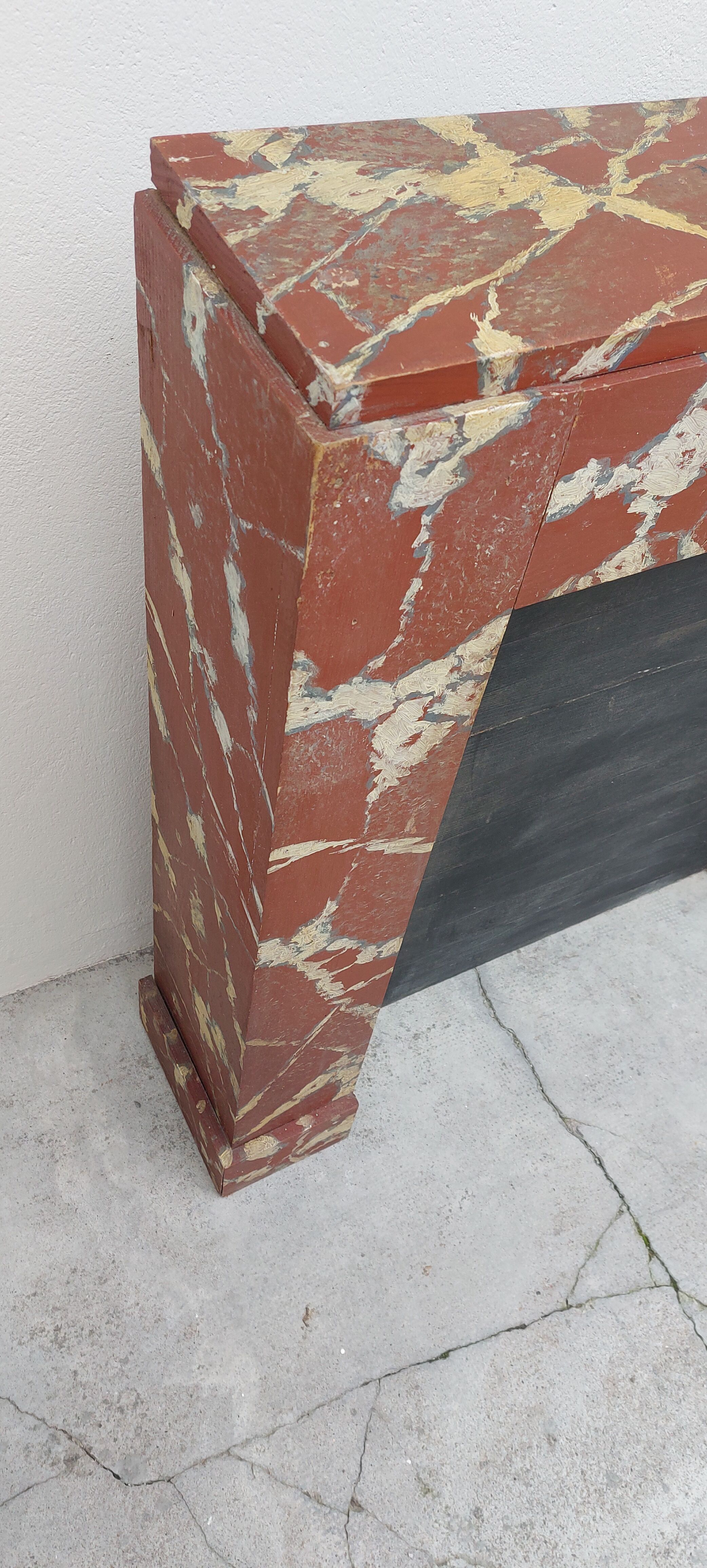 Wooden fireplace imitation marble 1900