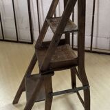 Old wooden library stepladder chair