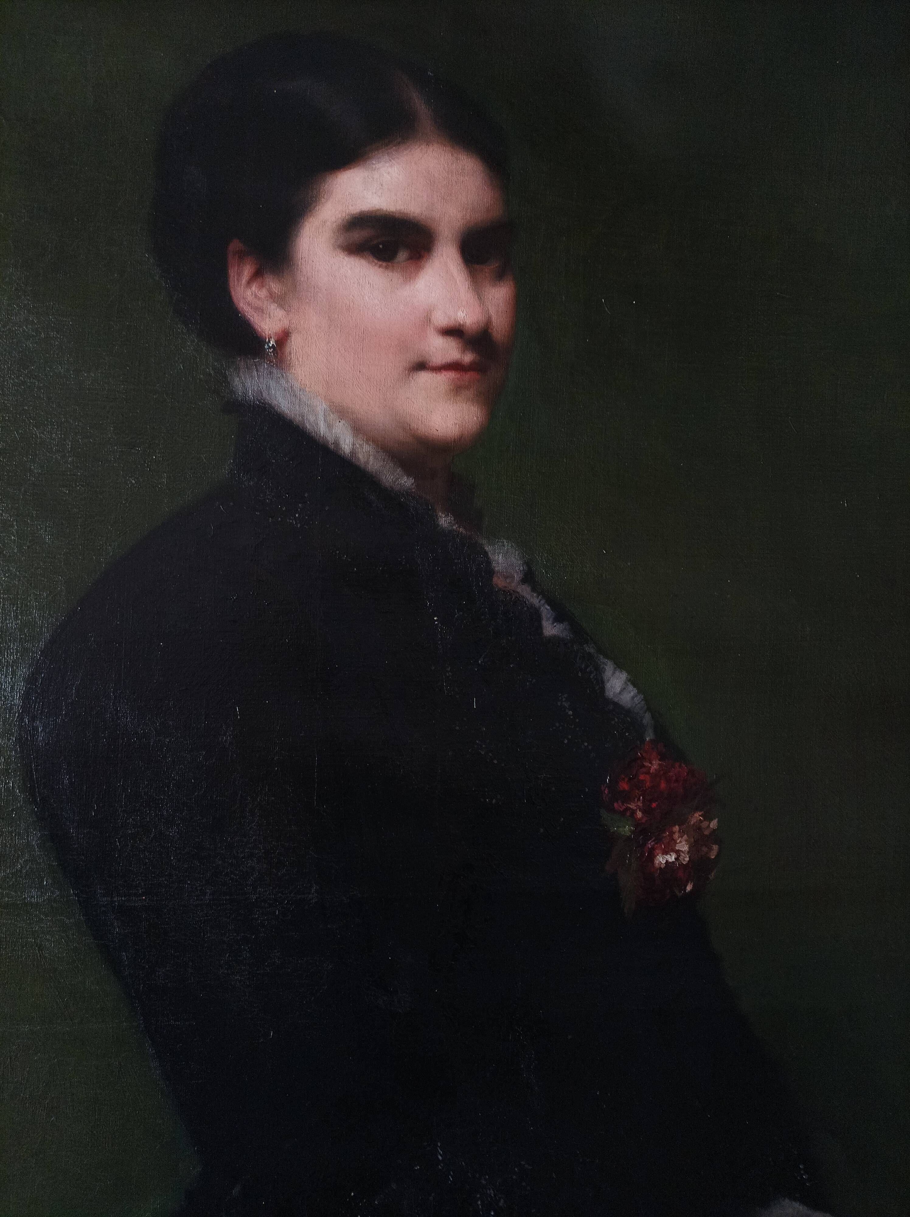 Emile levy (1826-1890) oil on canvas portrait of a woman