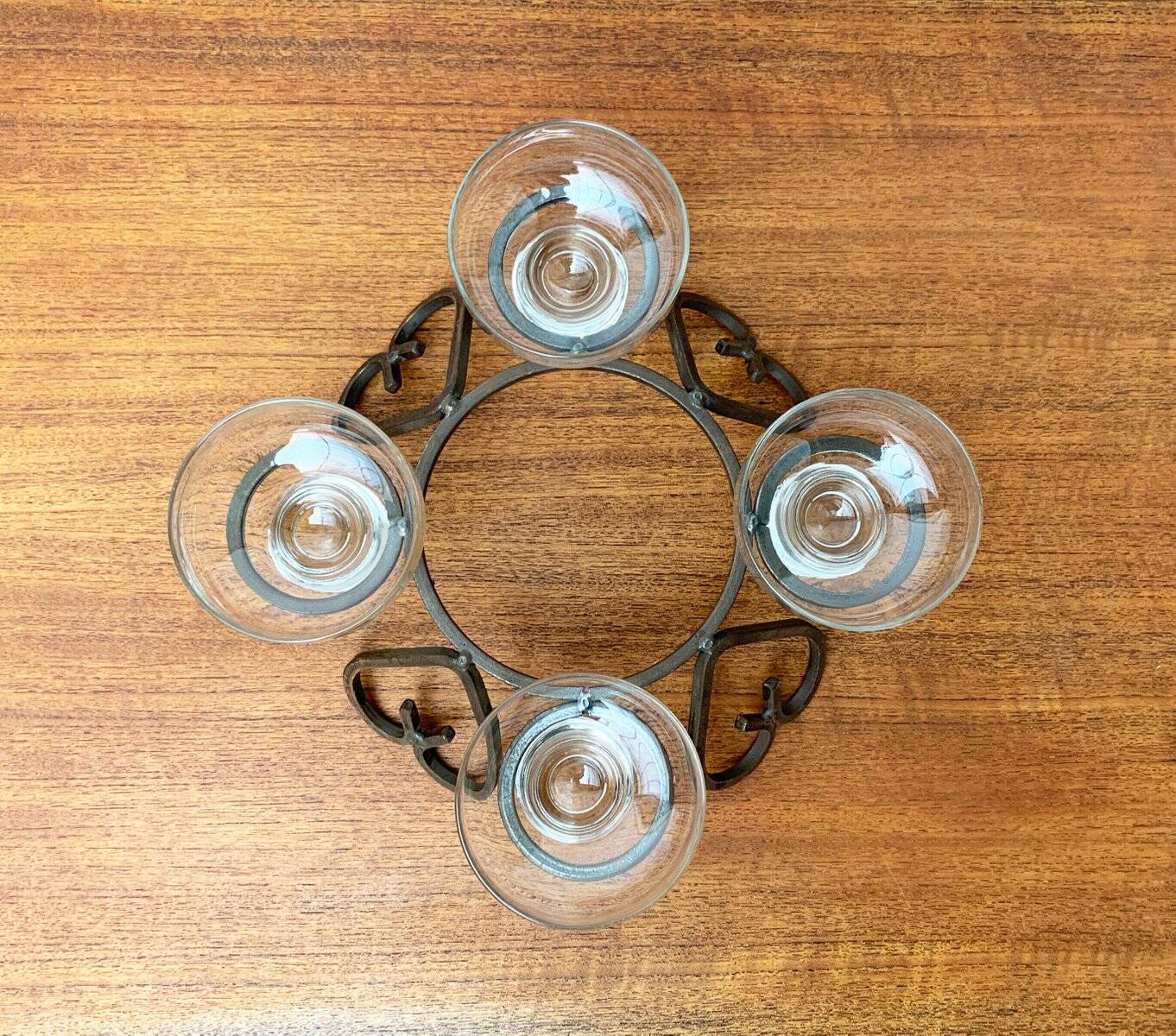 Danish chandelier in metal and glass, 1960s