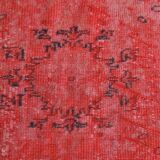 7x11 Vintage Coral Red Handmade Wool Vintage Rug, Living Room Rug,195x319cm