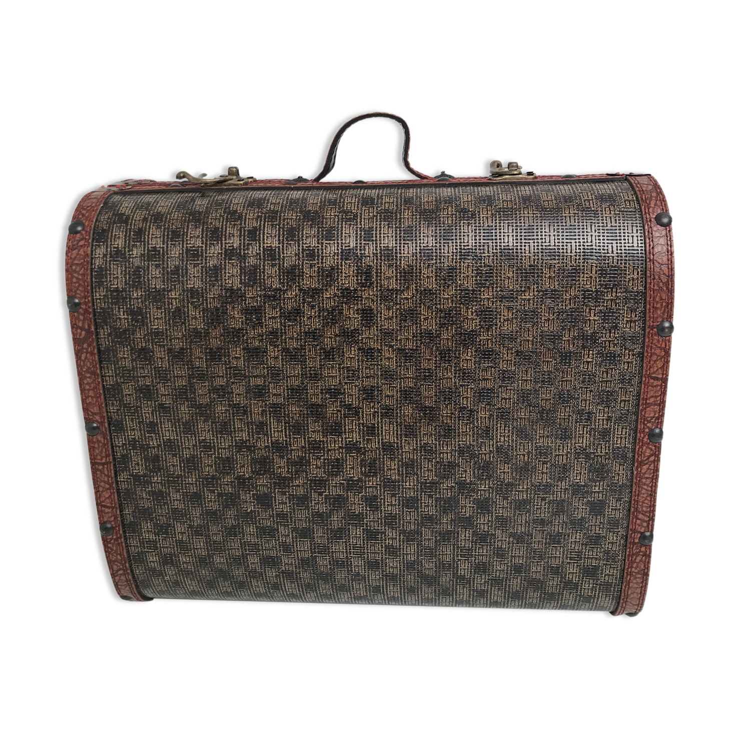 Wooden suitcase leather and metal 60s