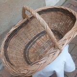 Oval basket woven wicker and hazel