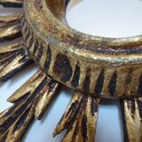 Mirror sun in gilded wood carved 60s, 28 cm