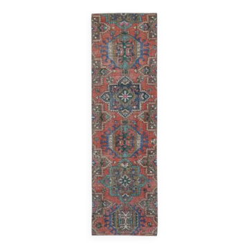 Tapis couloir vintage turc Oushak en coton fait main, laine rose 74x260