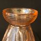 Antique art deco hyacinth vase in pink molded glass leaf pattern