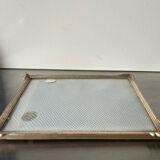 Cadre art déco métal argent laiton 21,5 cm x 16,5 cm verre convexe