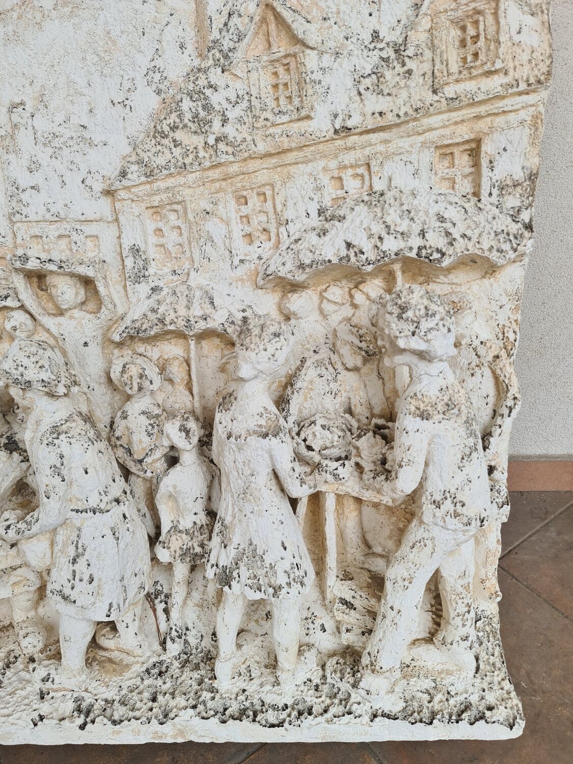 High relief plaster plaque