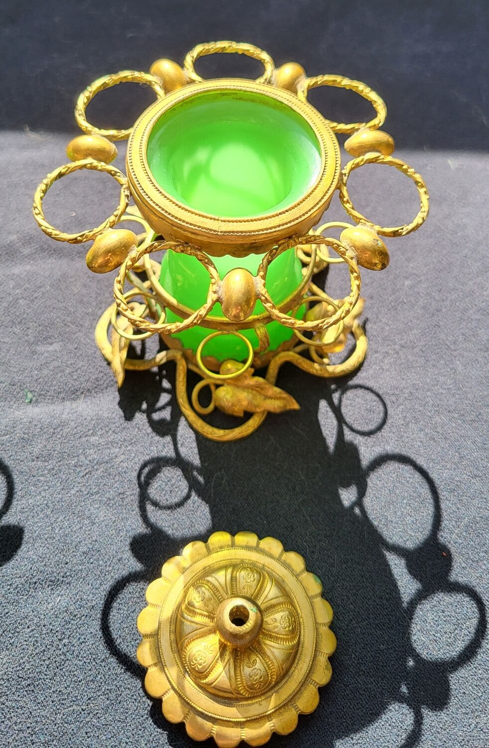 Porte cigares en opaline verte (uranium/ouraline) Napoléon III