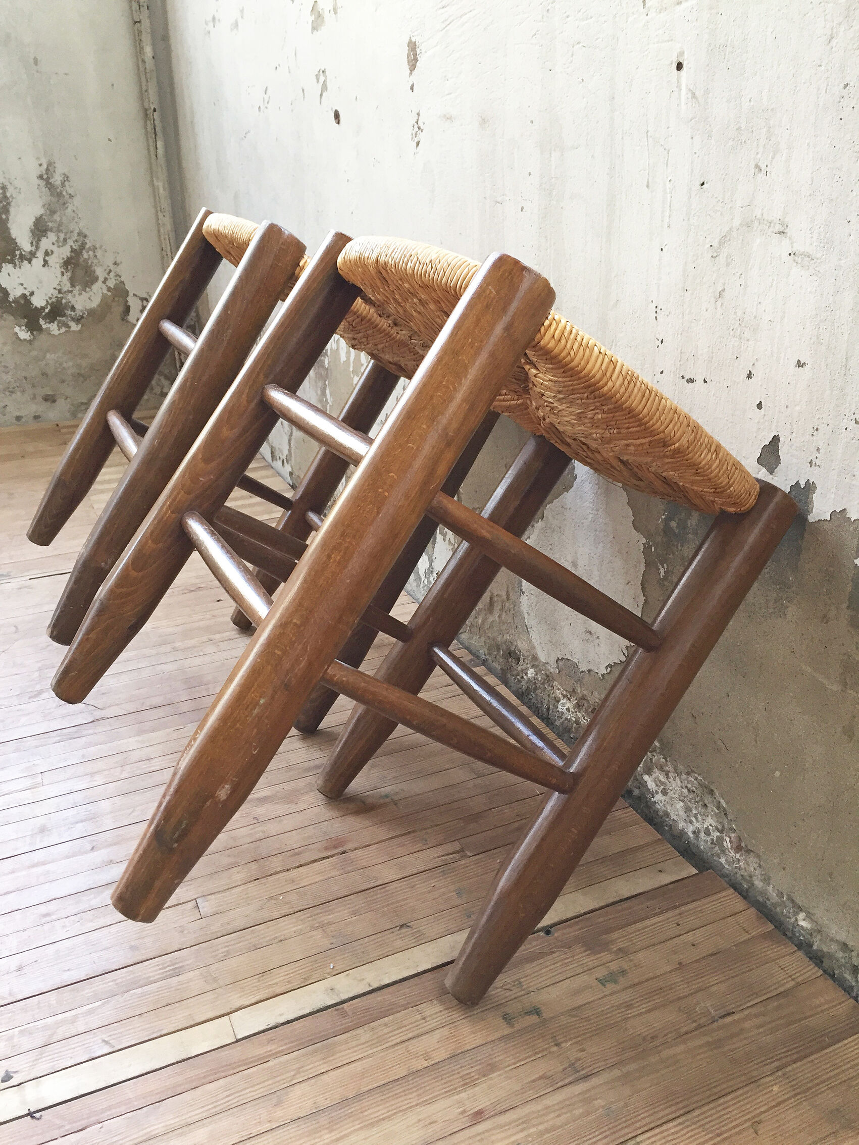 Pair of straw stools