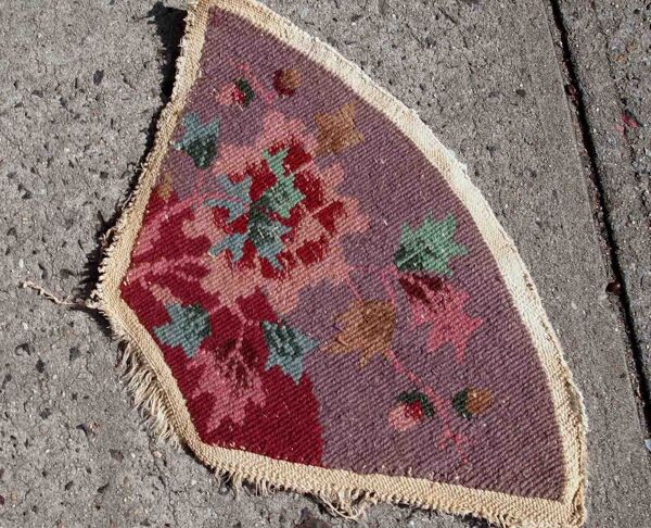 Tapis ancien chinois art deco fait main 30cm x 53cm 1920s