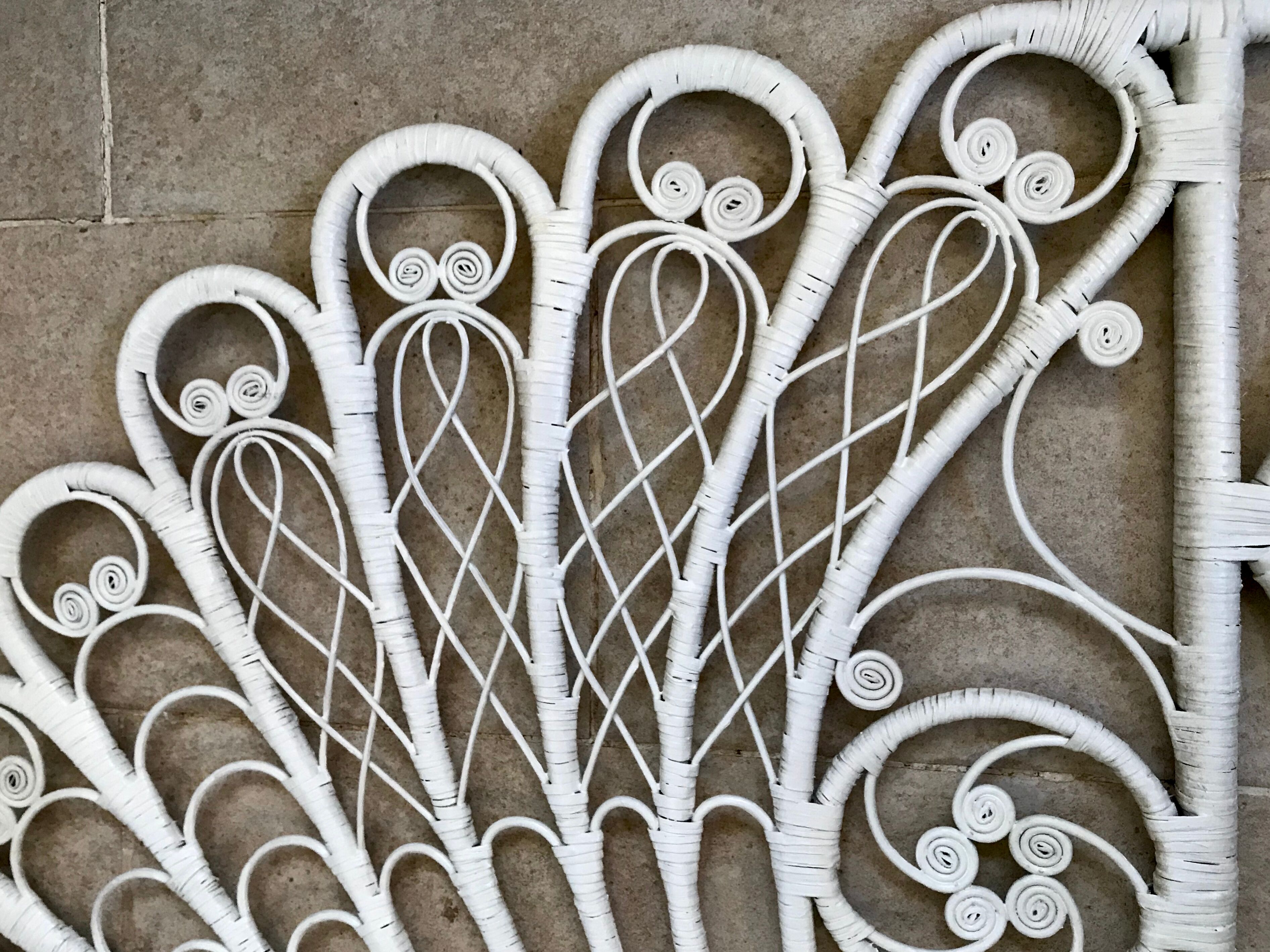 Headboard rattan peacock vintage