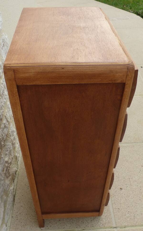 Art Deco 5-drawer chiffonier in solid wood with brass knobs – Fully restored