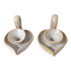 pair of vintage stoneware candlesticks