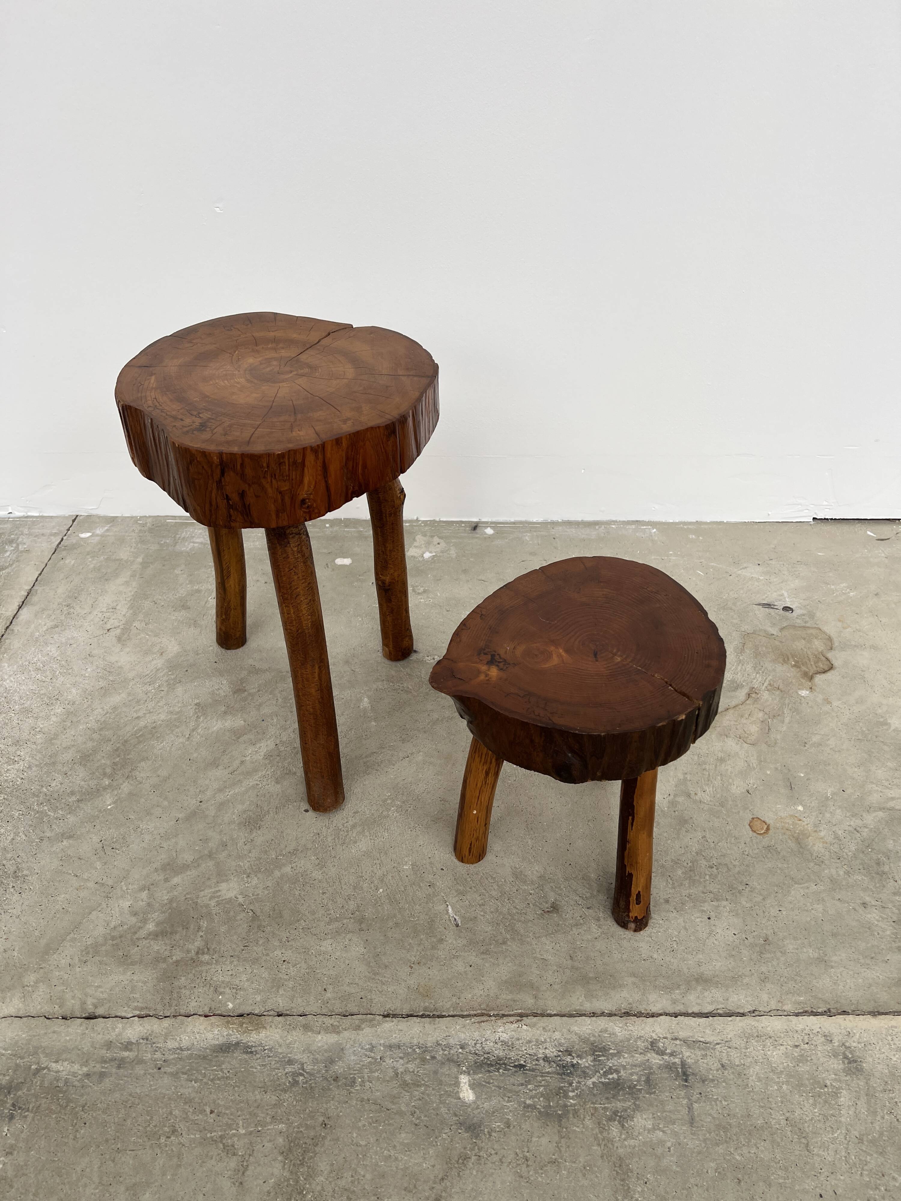 Brutalist Stool Duo with Organic Seating