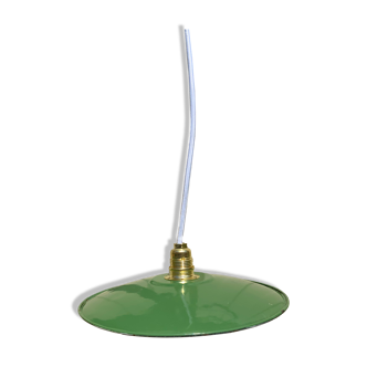 Suspension in green and white vintage enamelled sheet metal diameter 24 cm