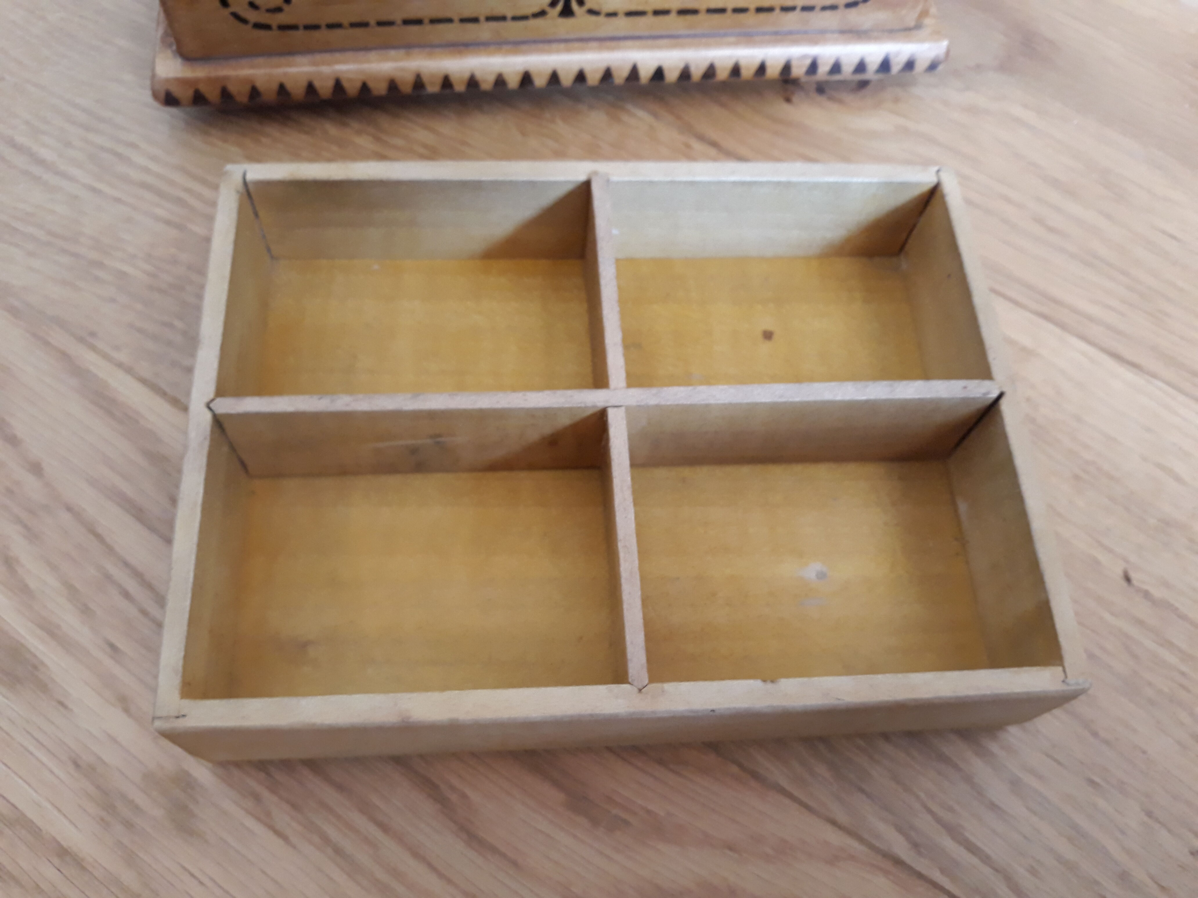 Jewelry box with wooden compartments