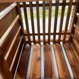 Tabouret, panier linge vintage en bois