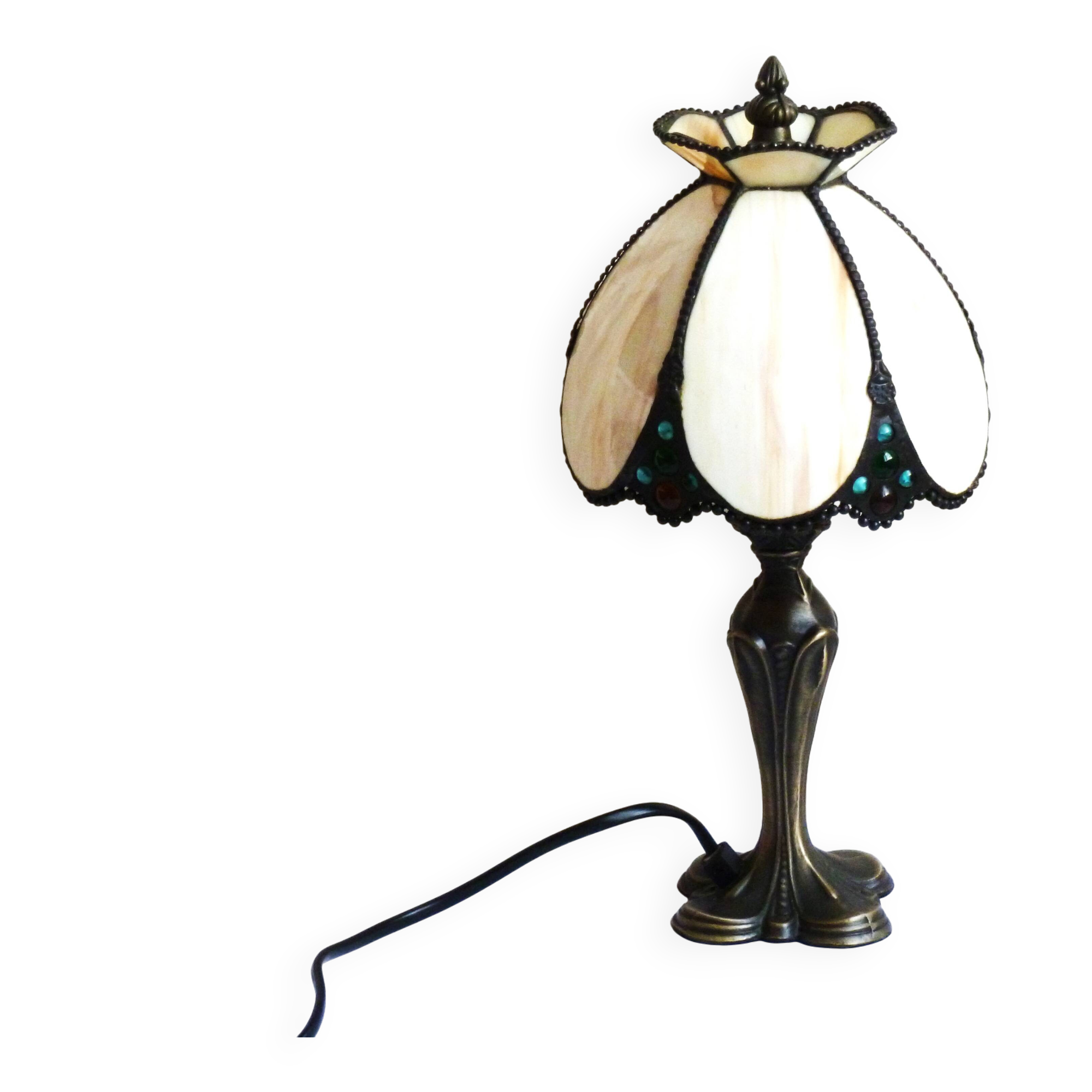 Alabaster lampshade, alabaster and brass candle holder lamp