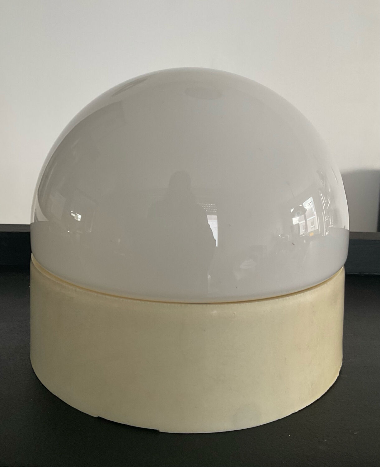 Vintage 1970s opaline glass globe wall sconce