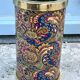 Wine Bottle Cooler Retro 1960s Paisley French Ice Bucket Gold Trim