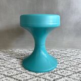 70s stool turquoise, tulip stool plastic, side table, mid-century interior