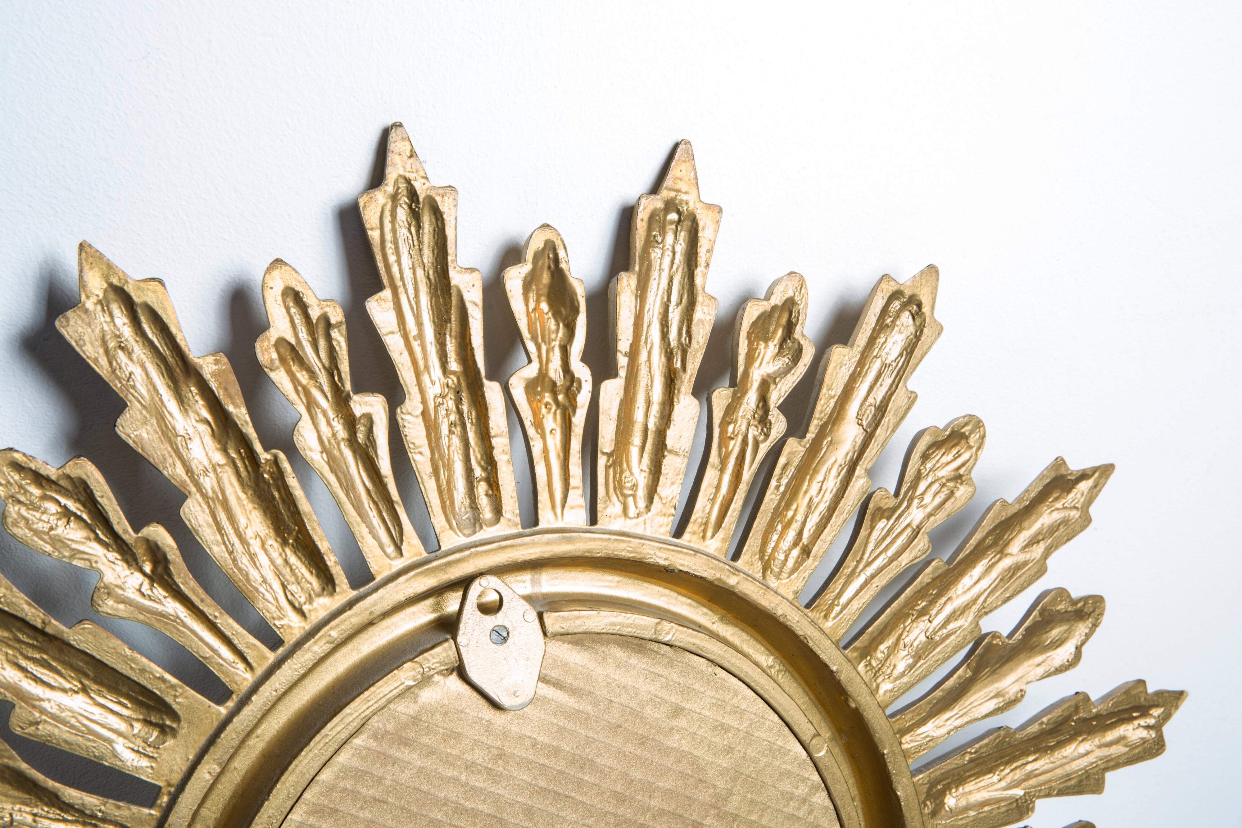 Vintage Italian golden sun mirror, mid-20th century.