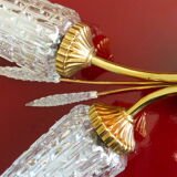 Large vintage brass and glass wall light 1950