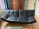 Modular Black Leather Sofa, straight seat, semi-reclined, daybed or bed.