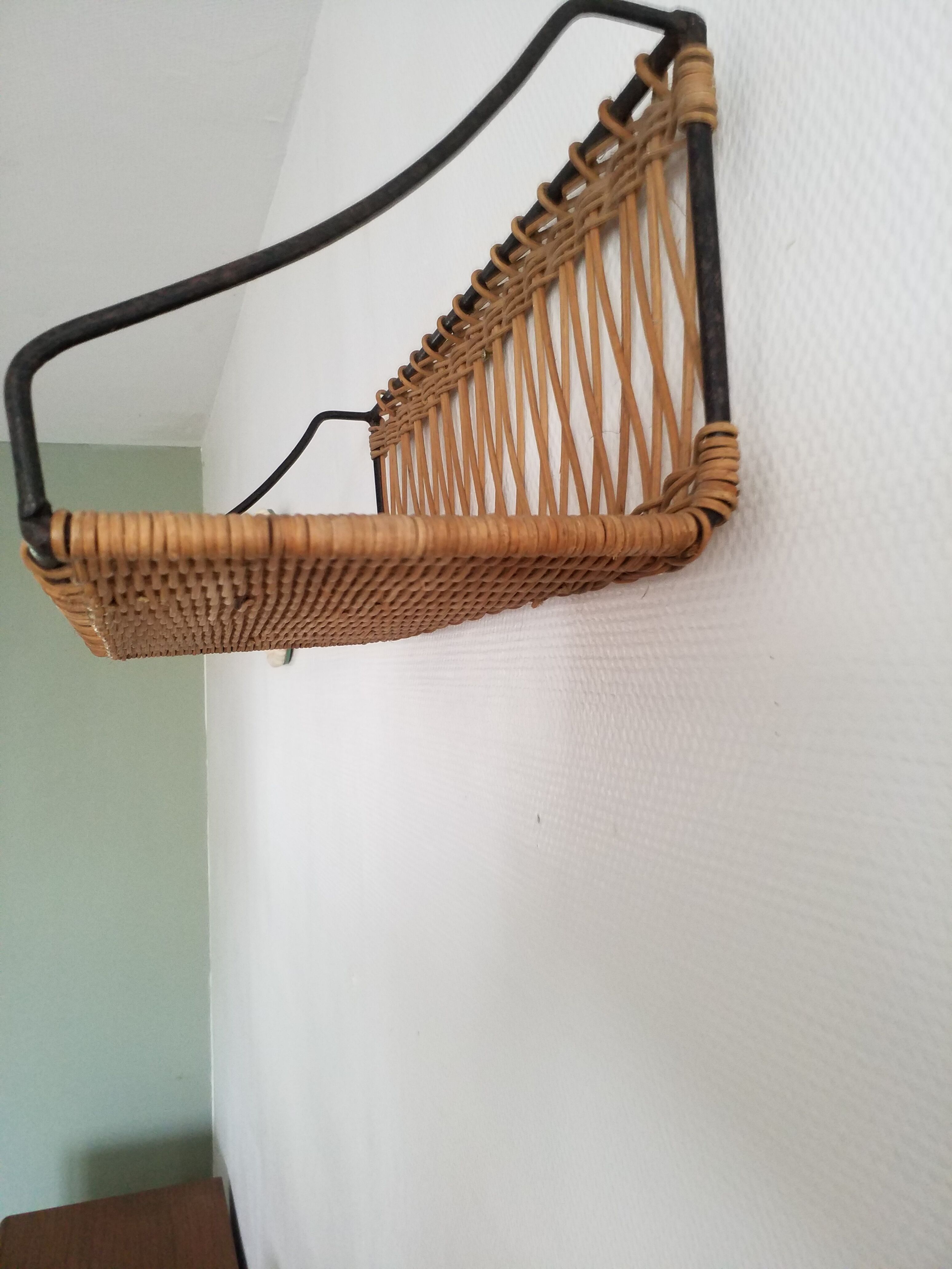 Rattan wall shelf