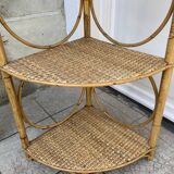 Vintage rattan corner shelf