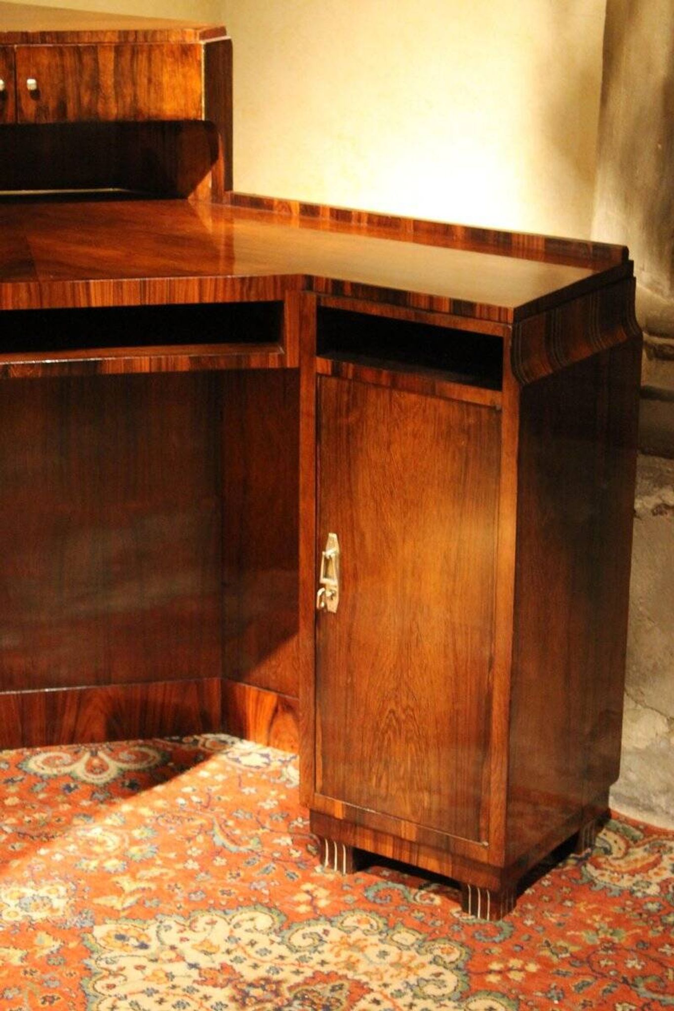 Art Deco Veneer Writing Desk or Vanity Table, 1920s
