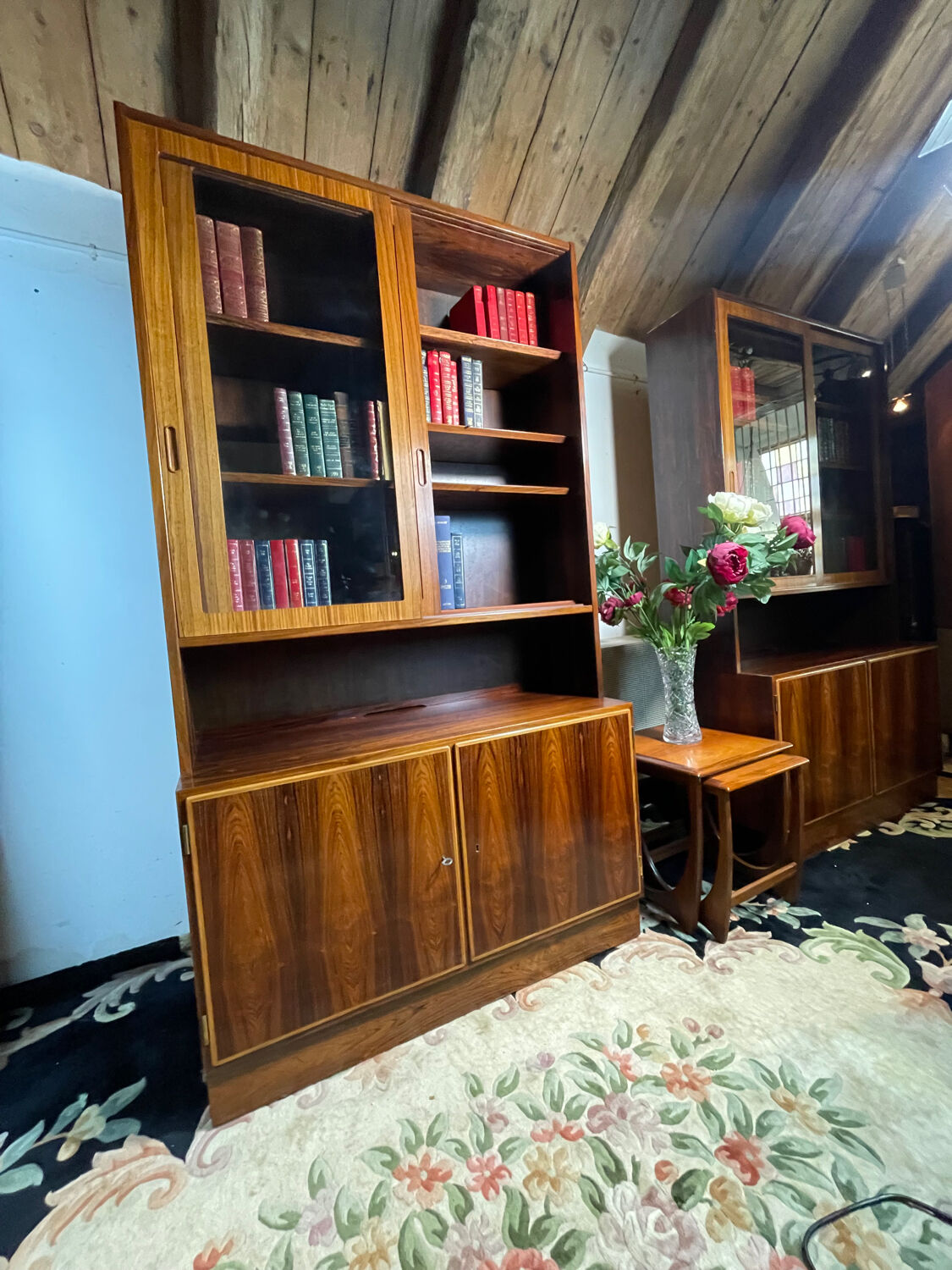 Mid century retro vintage wall unit bookcase danish design by poul hundevad rosewood 1950-1960