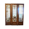 Suite of three stained glass separation doors with floral decoration XX century