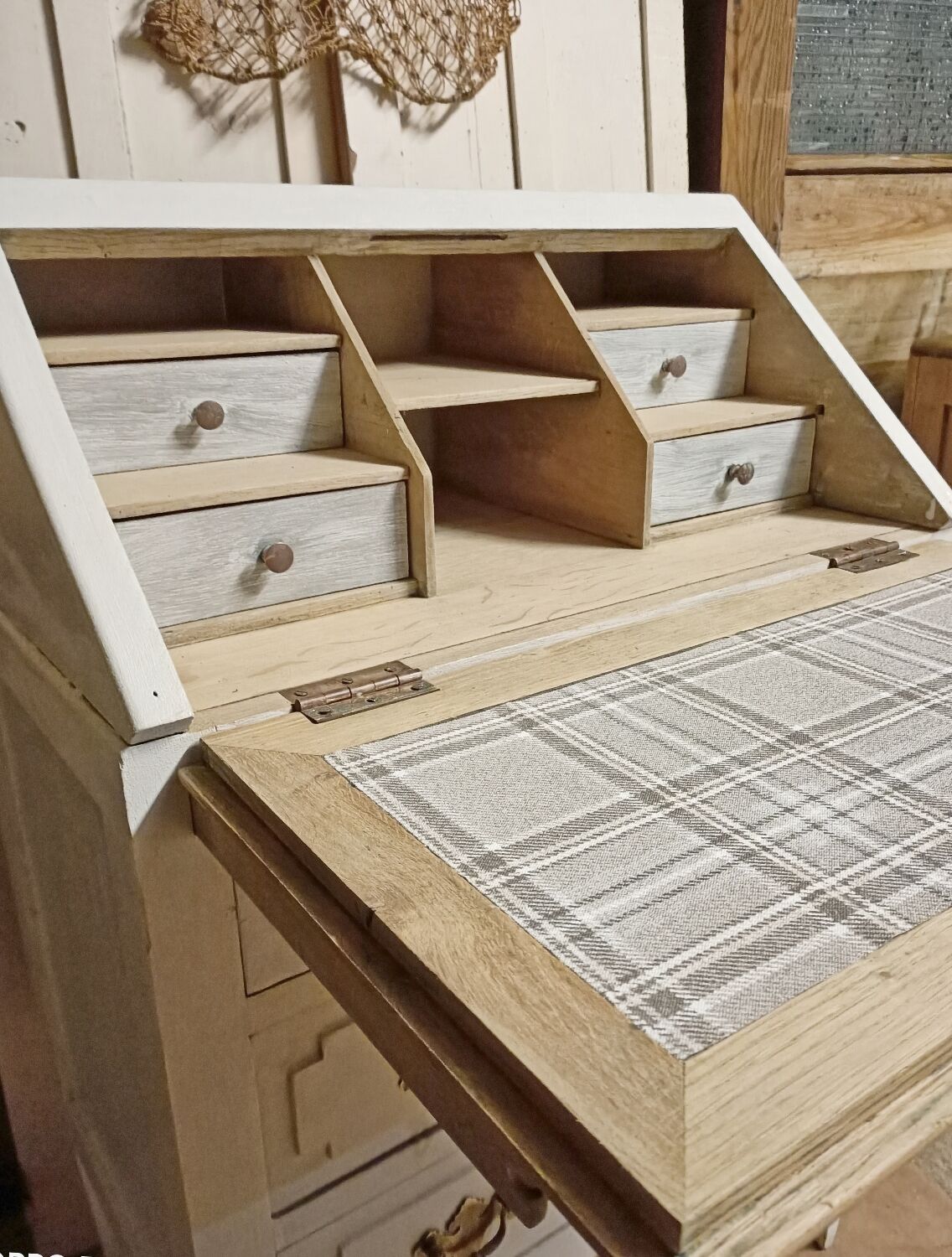 Wooden secretary chest of drawers