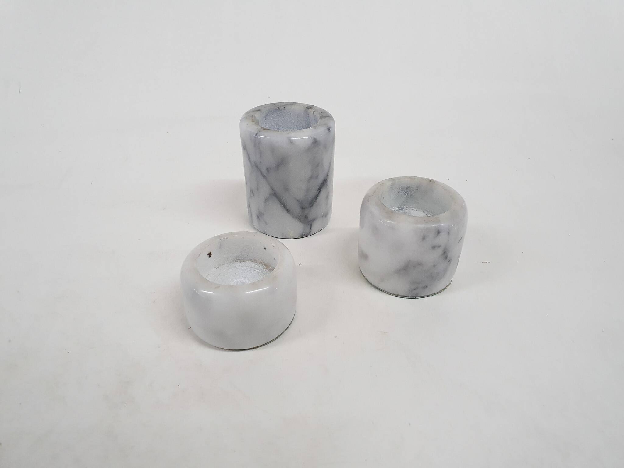 Set of three marble candle sticks, Italy 1970's
