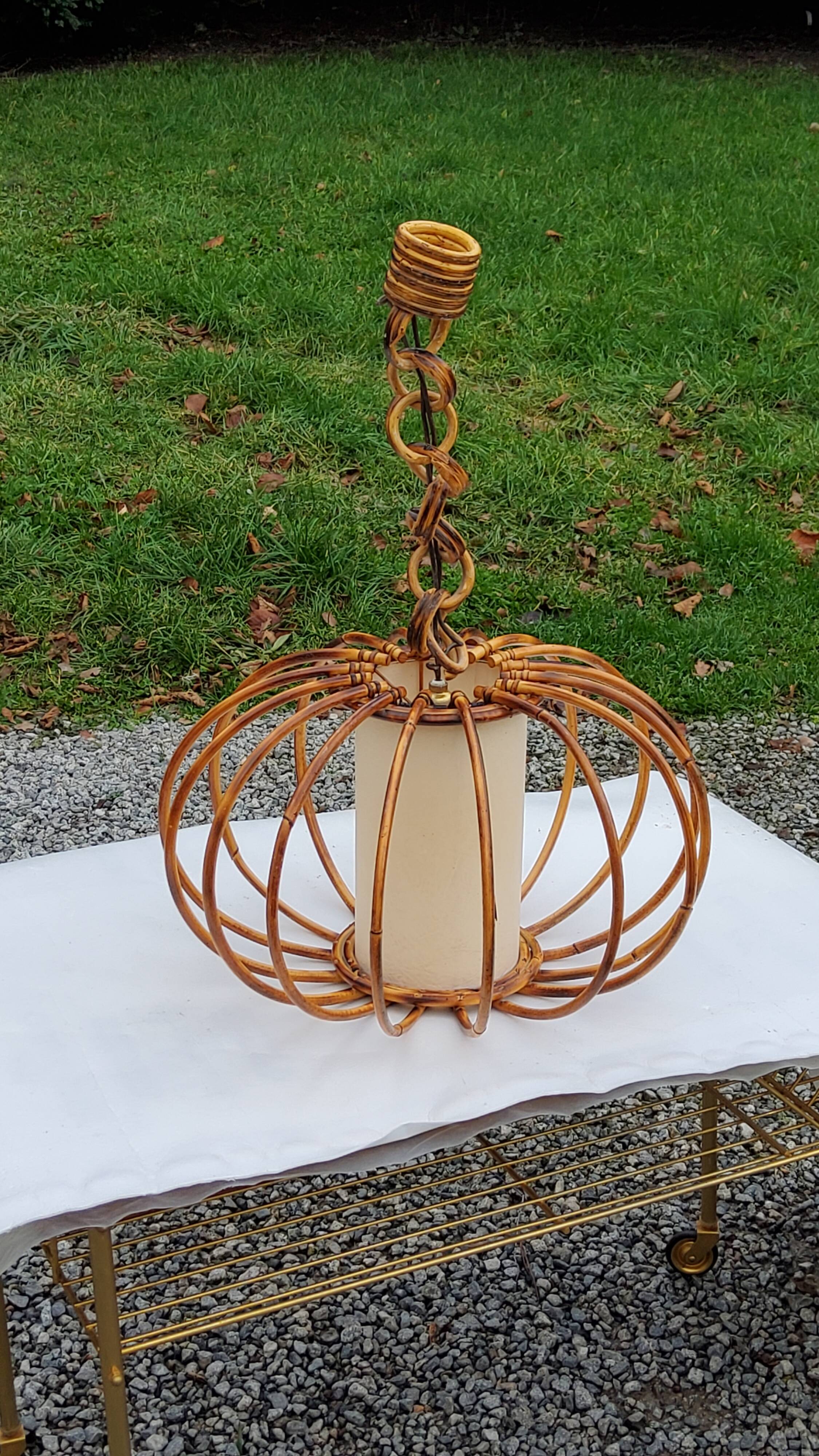 70s rattan pendant light