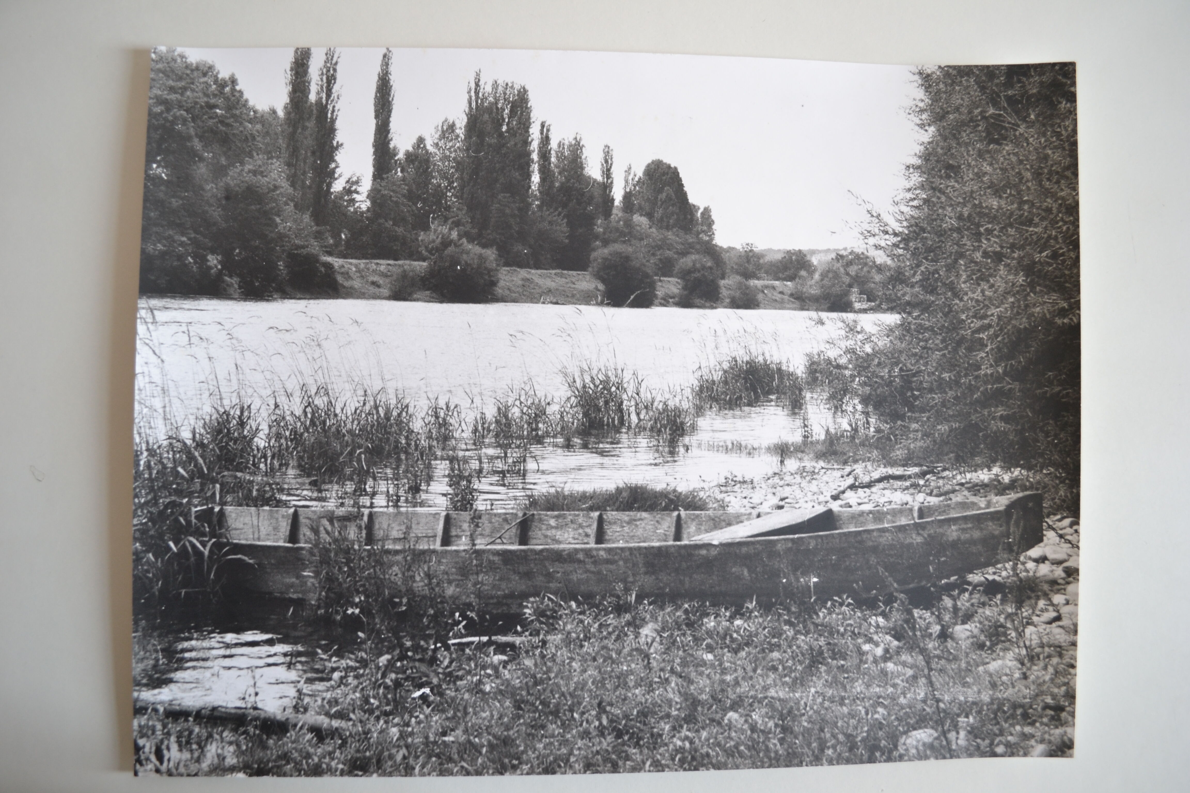 Anonymous film photo river and canoe circa 1970