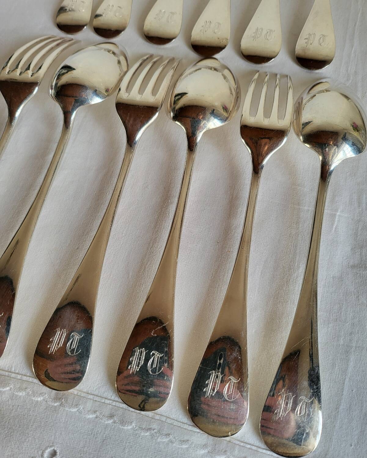 Silver-plated Table Cutlery Ridoux 6 Spoons and 6 Forks