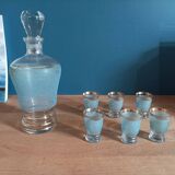 Sandblasted glass bottle service with golden edging Art Deco dp 0323120