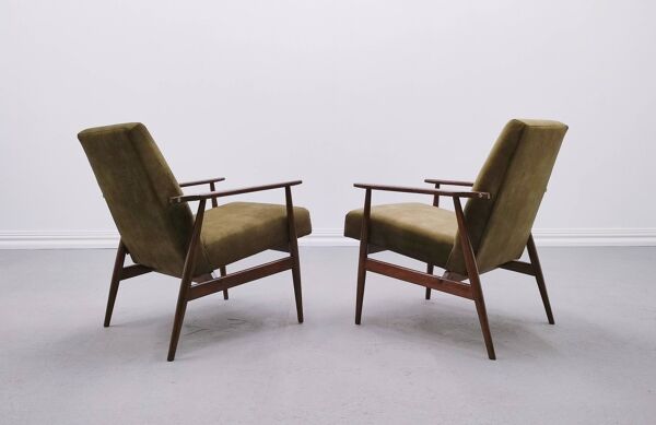 1960 Henryk Lis Mid Century Armchair in Forest Green Velvet