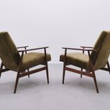 1960 Henryk Lis Mid Century Armchair in Forest Green Velvet