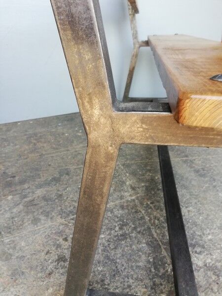 Metal bench and solid wood old vintage indus workshop