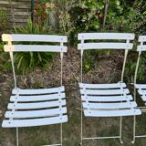 Set of 4 vintage folding chairs in metal and wood