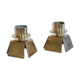 Pair of vintage Danish brass candle holders 1970